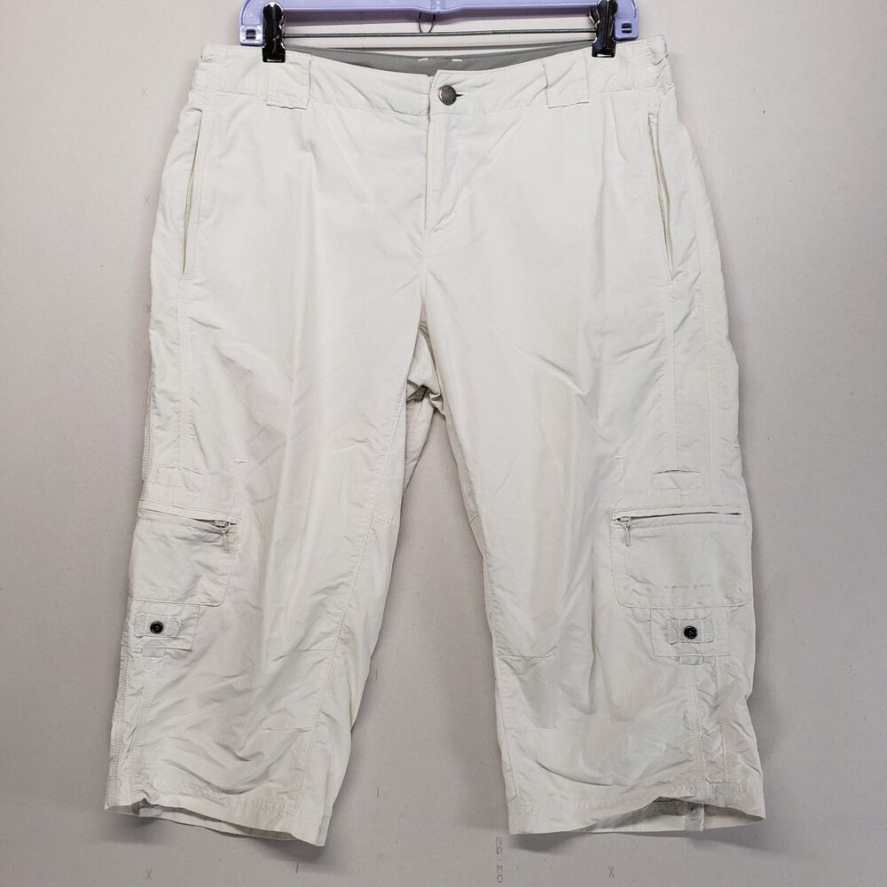 Columbia Titanium Omni-Shade Sun Cropped Pants Womens Hiking Beige Sz 10